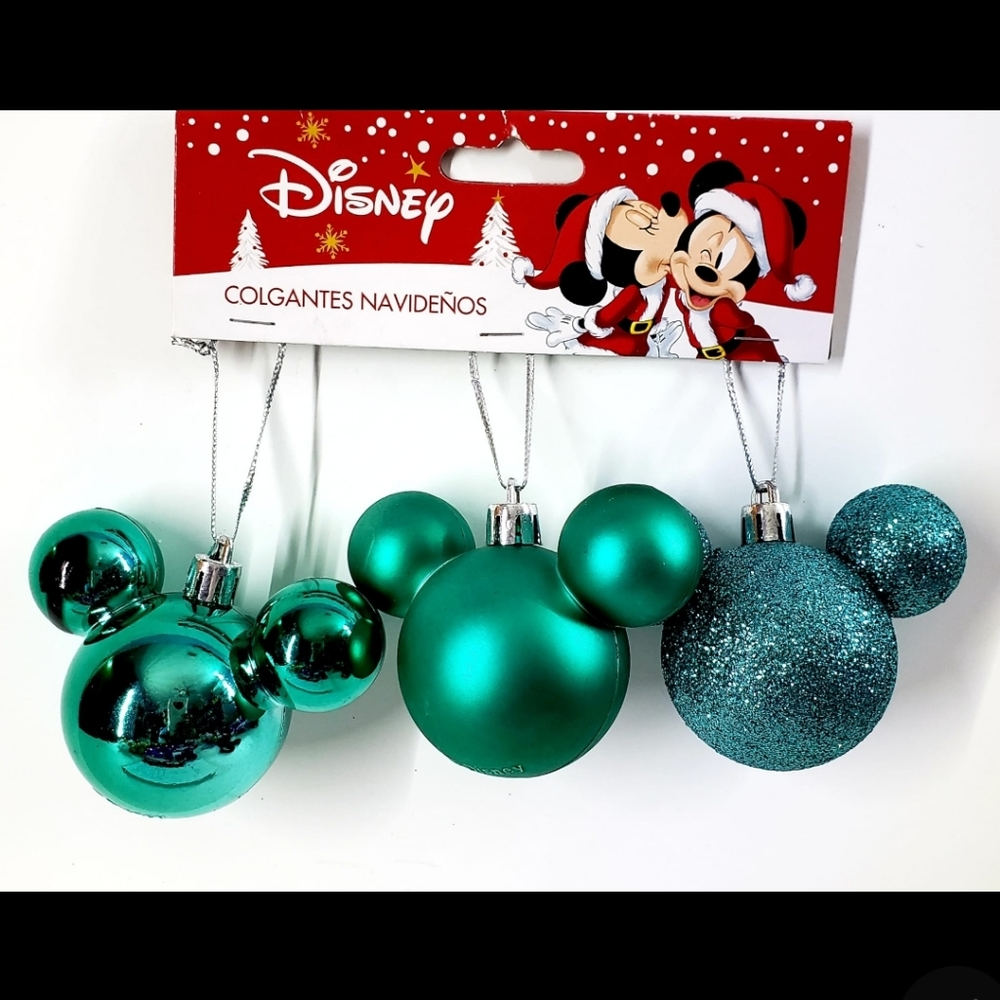 Disney Mickey Mouse Christmas Ornaments 3pz Turquoise